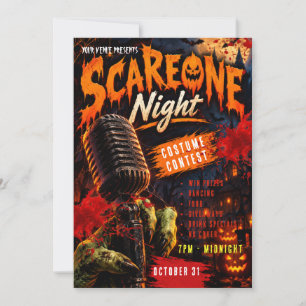 Retro Scareoke Halloween Karaoke Party Invitation