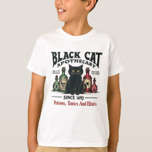 Retro Scary Black Cat Apothecary Witchy Wicca  T-Shirt