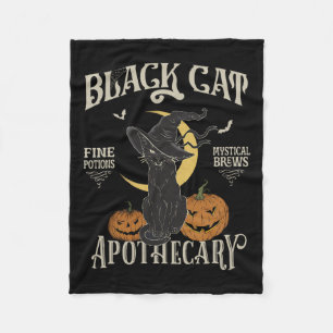 Retro Scary Halloween Costume Black Cat Salem Apot Fleece Blanket
