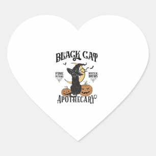 Retro Scary Halloween Costume Black Cat Salem Apot Heart Sticker