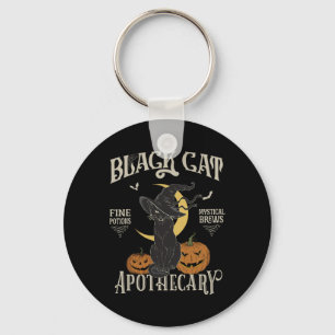 Retro Scary Halloween Costume Black Cat Salem Apot Keychain