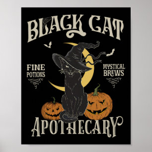 Retro Scary Halloween Costume Black Cat Salem Apot Poster