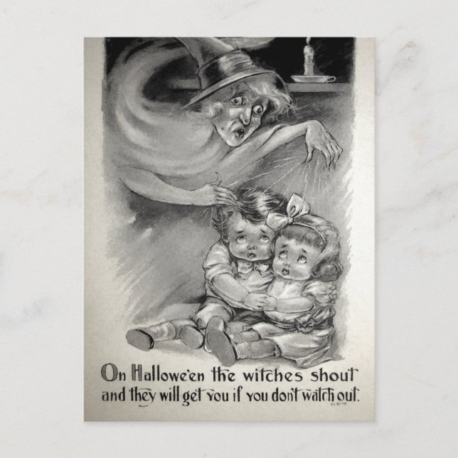 Retro Scary Witch Postcard (Front)