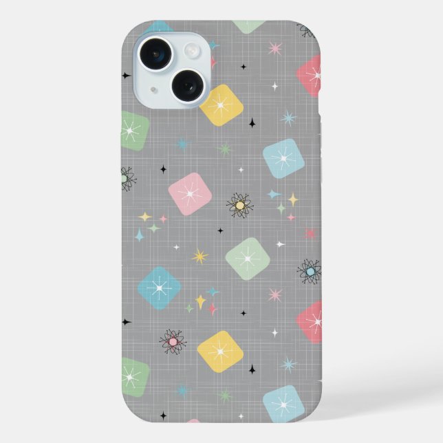 Retro Scattered Atomic Star Explosions Pattern iPhone Case (Back)