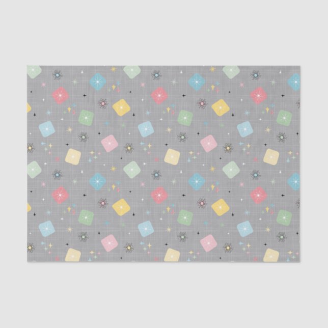 Retro Scattered Atomic Star Explosions Pattern Tissue Paper (Front)