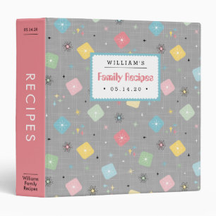 Retro Scattered Atomic Star Explosions Recipe Binder
