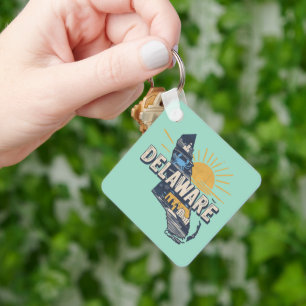 Retro Scenic Delaware Silhouette Keychain