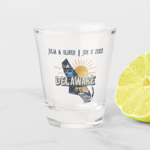 Retro Scenic Delaware Silhouette Personalized Shot Glass