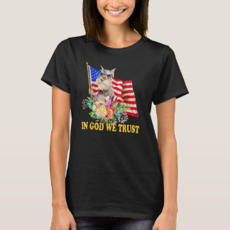 Retro Schnauzer Us Flag In God We Trust July 4th U T-Shirt