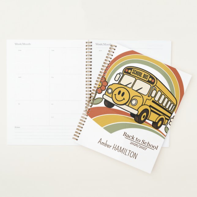 Retro School Bus Personalized Teacher Planner  (Display)