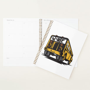 Retro School Bus Vintage Yellow  Planner