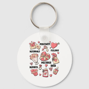 Retro School Psychologist Valentine Mental Health Keychain