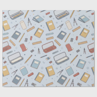Retro School Supplies Vintage Wrapping Paper
