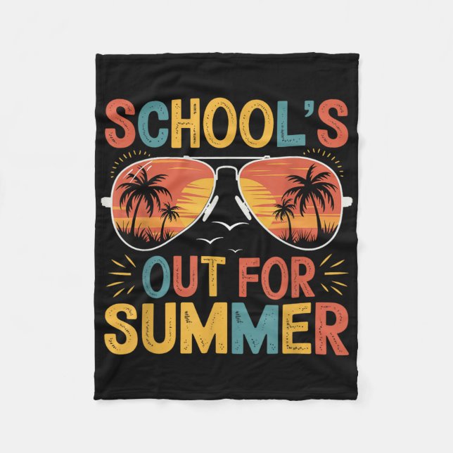Retro Schools Out For Summer Last Day Of School Te Fleece Blanket (Front)
