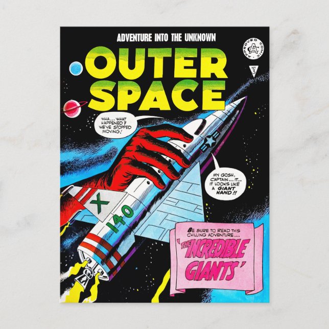 Retro Sci-Fi Adventure Outer Space Comics Cover Postcard (Front)