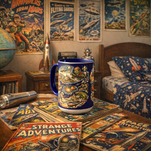 Retro Sci-Fi Comic Book Art Vignettes Pattern Mug