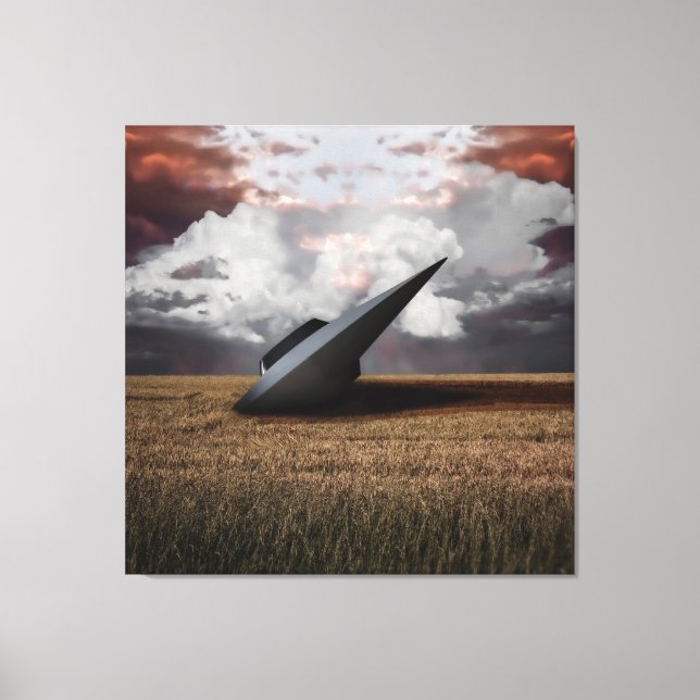 Retro Sci - fi. Crashed UFO Canvas Print (Front)