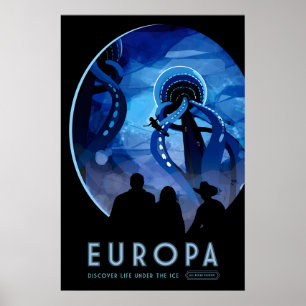 Retro Sci-Fi Europa Travel Poster  Futuristic
