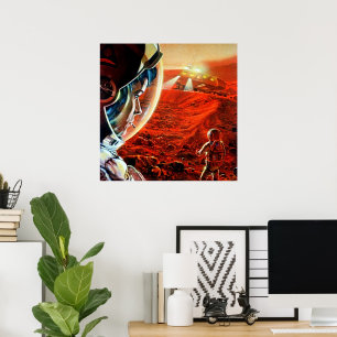 Retro Sci Fi Mars Expedition Astronaut Space Poster