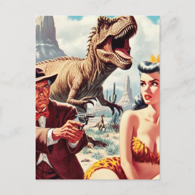 Retro Sci-Fi Pin Up Postcard (Front)