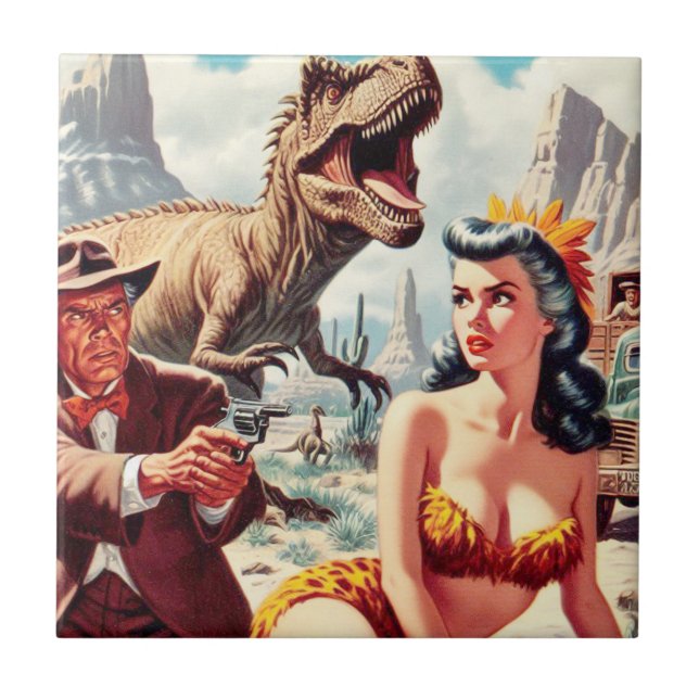 Retro Sci-Fi Pin Up Tile (Front)