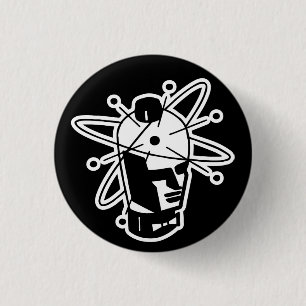 Retro Sci-Fi Robot Head - Black & White 1 Inch Round Button