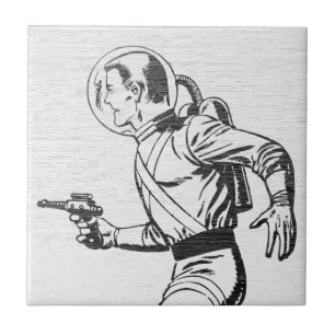 Retro Sci-Fi Spaceman Tile