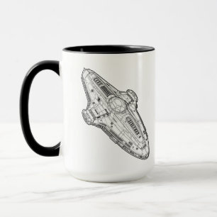 Retro Sci Fi Spaceship Blueprint Art Mug