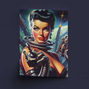 Retro Sci-Fi Woman Painting Tissue Paper