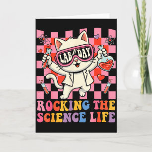 Retro Science Cat Chemistry Teacher Valentine Card
