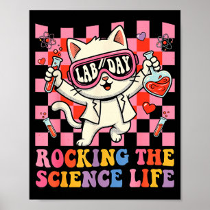Retro Science Cat Chemistry Teacher Valentine Poster