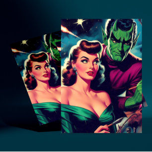Retro Science Fiction Pin-up Postcard