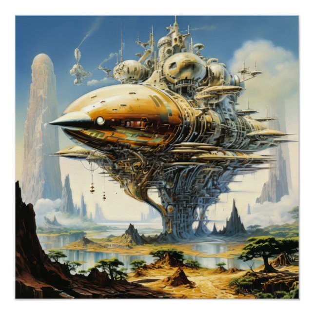 Retro Science Fiction Scene Poster (Front)