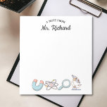 Retro Science Supplies Science Teacher Gift Notepad<br><div class="desc">Give your favourite science teacher a gift they'll love with this Retro Science Supplies Notepad! Personalized with their name,  this notepad is perfect for jotting down notes,  reminders,  and ideas. A practical and thoughtful present that shows you appreciate their hard work and dedication.</div>