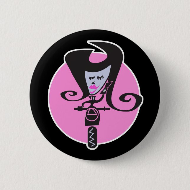 retro scooter biker chic 2 inch round button (Front)