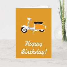 Retro Scooter Bonne carte d'anniversaire Orange