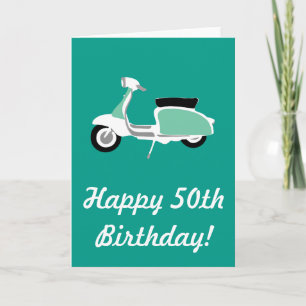 Retro Scooter Happy 50th Birthday Card