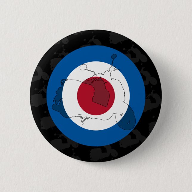 Retro Scooter Silhouette Badge 2 Inch Round Button (Front)
