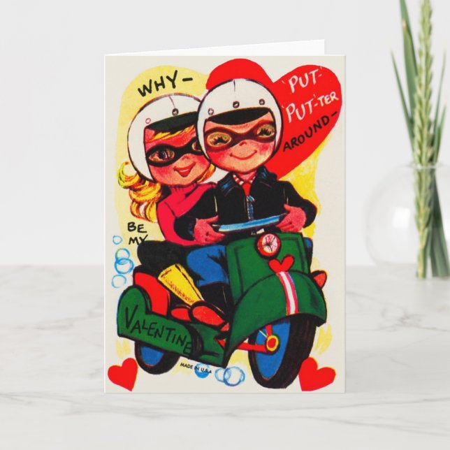 Retro Scooter Valentine's Day Card (Front)