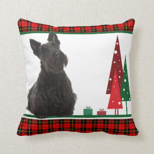 Retro Scottie Christmas Pillow