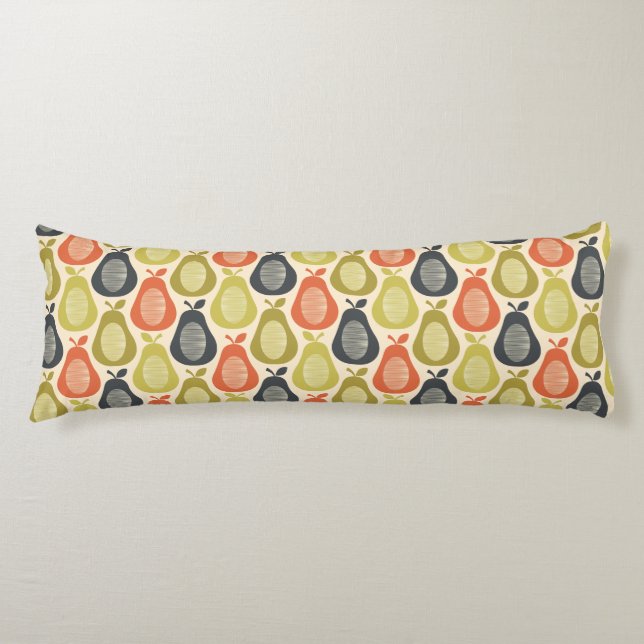 Retro Scribble Pears Pattern Body Pillow (Front)