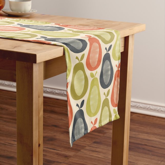 Retro Scribble Pears Pattern Short Table Runner (In Situ)