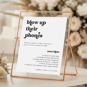 Retro Script Blow Up Their Phones Wedding Sign