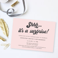 Retro Script Blush Pink Surprise Retirement Party