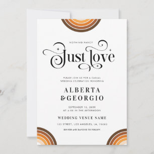 Retro Script Boho Rainbow Nothing Fancy Just Love Invitation