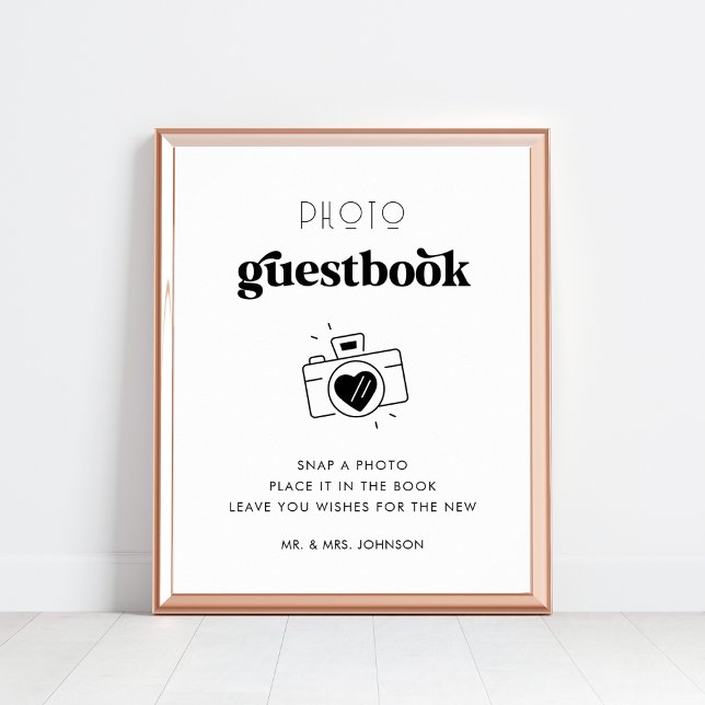 Retro Script Camera Photo Guestbook Wedding Sign (Creator Uploaded)