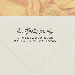 Retro Script Family Name & Return Address Self-inking Stamp