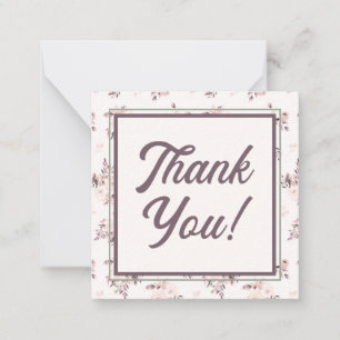 Retro Script Font with Blush Pink Floral Thank You Card