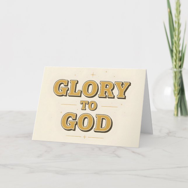 Retro Script Glory to God Christmas Holiday Card (Front)