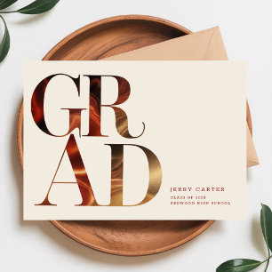 Retro Script Grad Graduate Graduation Invitation Postcard